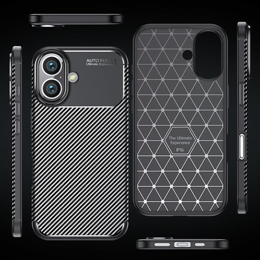 Cover til Apple iPhone 16 Plus, Techsuit, CarbonFiber, Sort