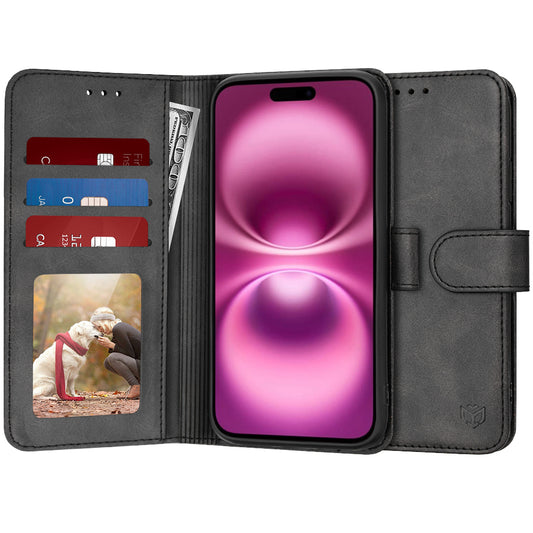 Cover til Apple iPhone 16 Plus, Techsuit, Diary Book, Sort