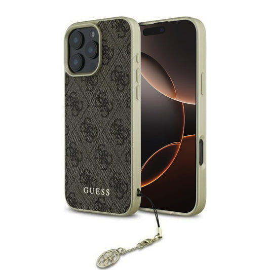 Etui til Apple iPhone 16 Pro, Guess, 4G Charm, Brun