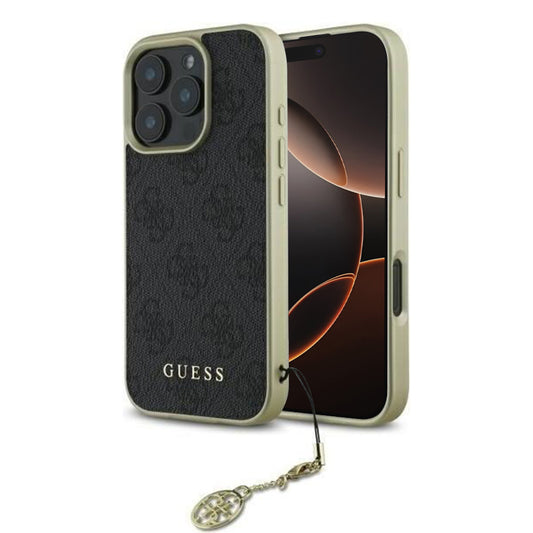 Etui til Apple iPhone 16 Pro, Guess, 4G Charm, Sort
