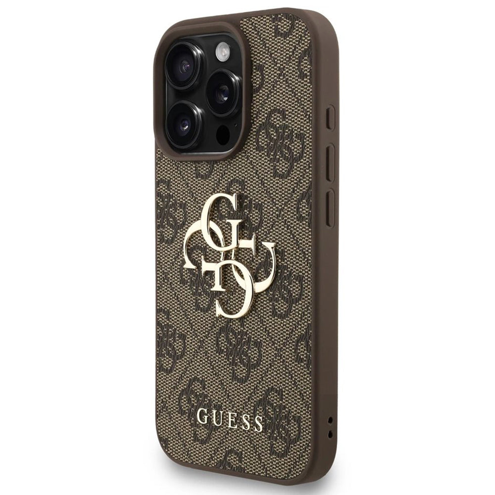 Etui til Apple iPhone 16 Pro, Guess, 4G Classic Logo med rem, Brun