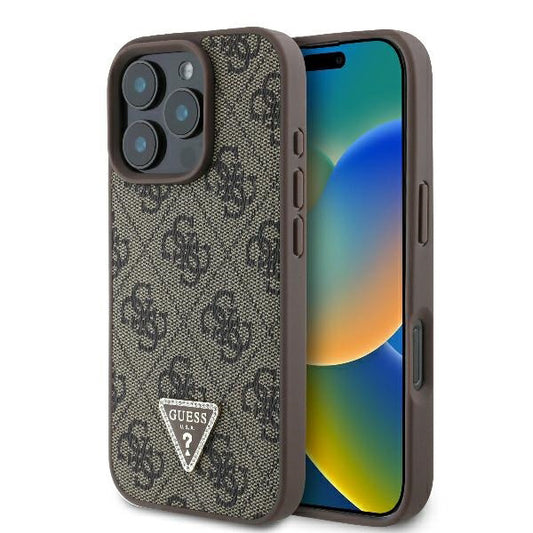 Etui til Apple iPhone 16 Pro, Guess, 4G Triangle Strass, Brun