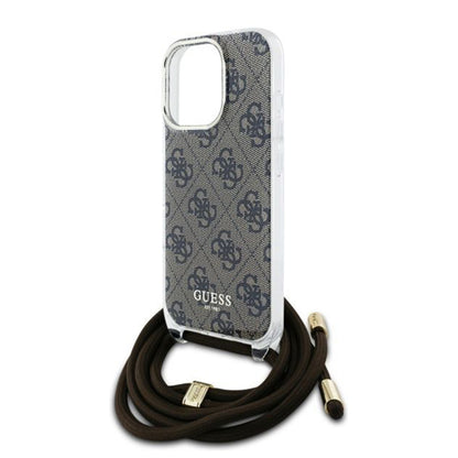 Etui til Apple iPhone 16 Pro, Guess, Crossbody Cord 4G Print, Brun