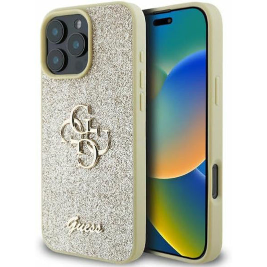 Etui til Apple iPhone 16 Pro, Guess, Fixed Glitter Big 4G, Gylden