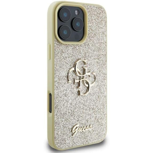 Etui til Apple iPhone 16 Pro, Guess, Fixed Glitter Big 4G, Gylden