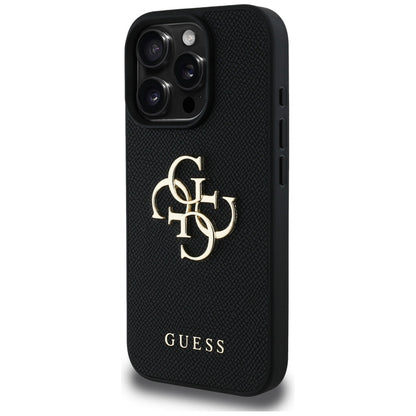 Etui til Apple iPhone 16 Pro, Guess, Grained Big 4G Logo Small Classic Logo, Sort