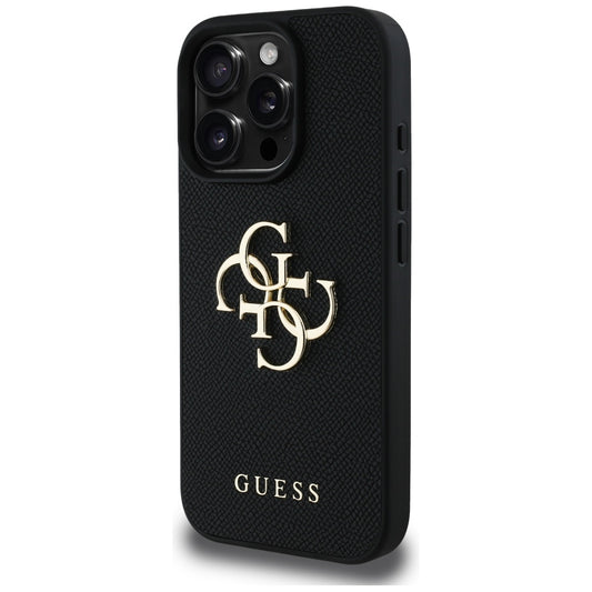 Etui til Apple iPhone 16 Pro, Guess, Grained Big 4G Logo Small Classic Logo, Sort