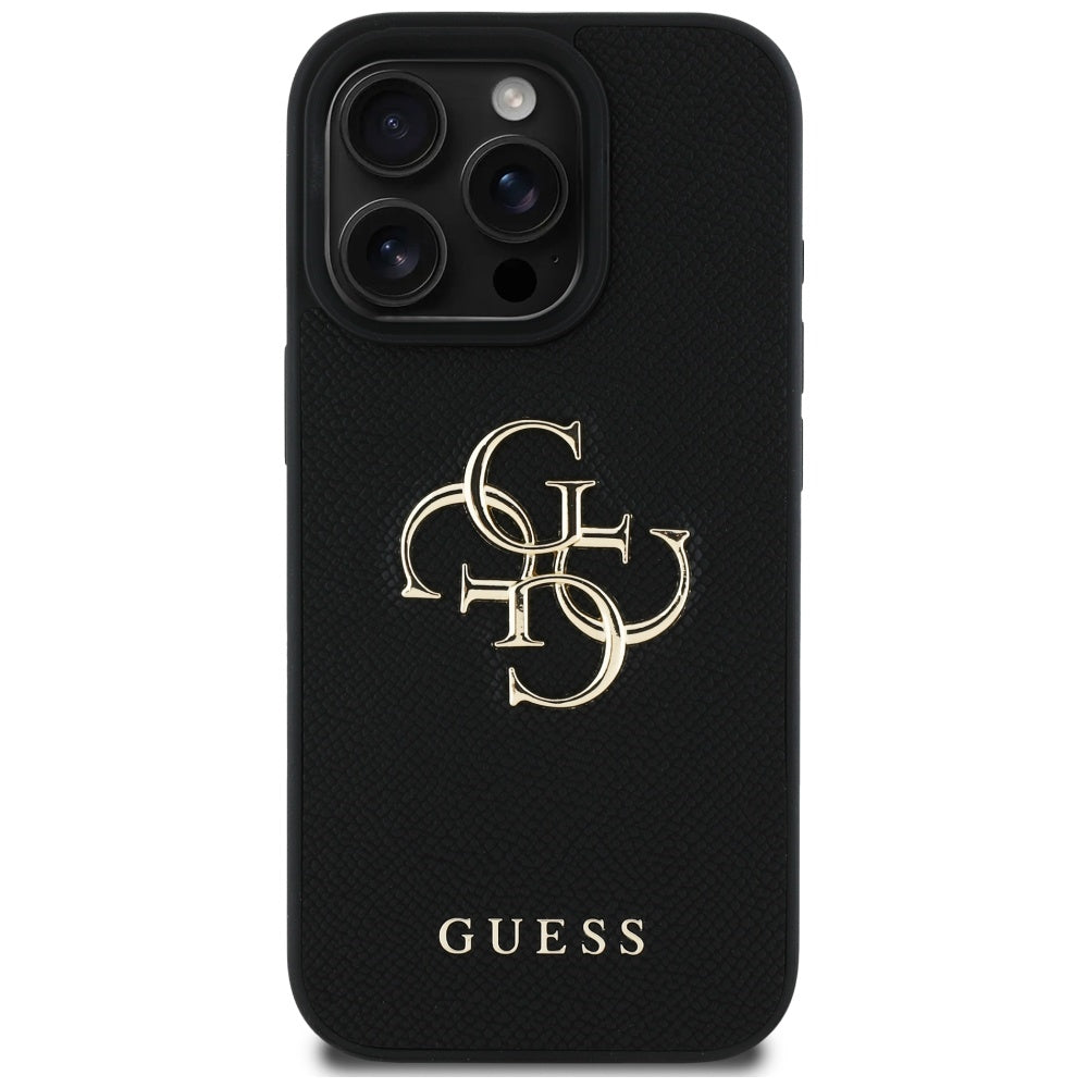 Etui til Apple iPhone 16 Pro, Guess, Grained Big 4G Logo Small Classic Logo, Sort