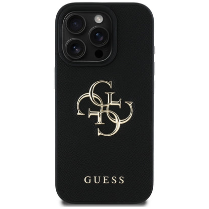 Etui til Apple iPhone 16 Pro, Guess, Grained Big 4G Logo Small Classic Logo, Sort