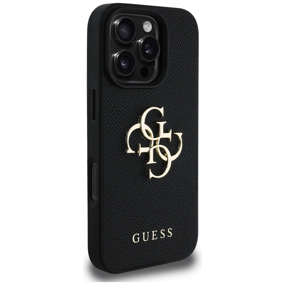 Etui til Apple iPhone 16 Pro, Guess, Grained Big 4G Logo Small Classic Logo, Sort