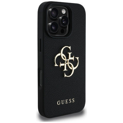 Etui til Apple iPhone 16 Pro, Guess, Grained Big 4G Logo Small Classic Logo, Sort
