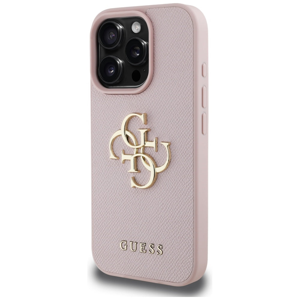 Etui til Apple iPhone 16 Pro, Guess, Grained Big 4G Logo Small Classic Logo, Pink