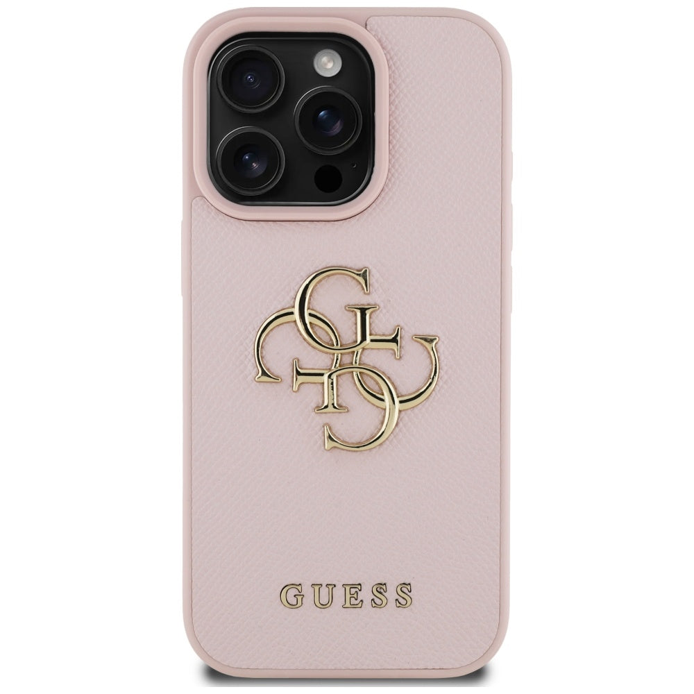 Etui til Apple iPhone 16 Pro, Guess, Grained Big 4G Logo Small Classic Logo, Pink