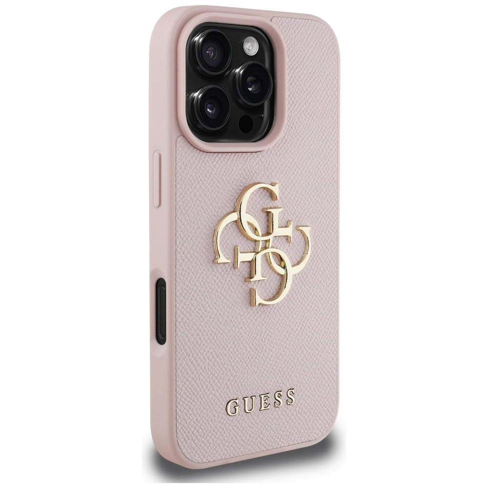 Etui til Apple iPhone 16 Pro, Guess, Grained Big 4G Logo Small Classic Logo, Pink