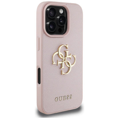 Etui til Apple iPhone 16 Pro, Guess, Grained Big 4G Logo Small Classic Logo, Pink