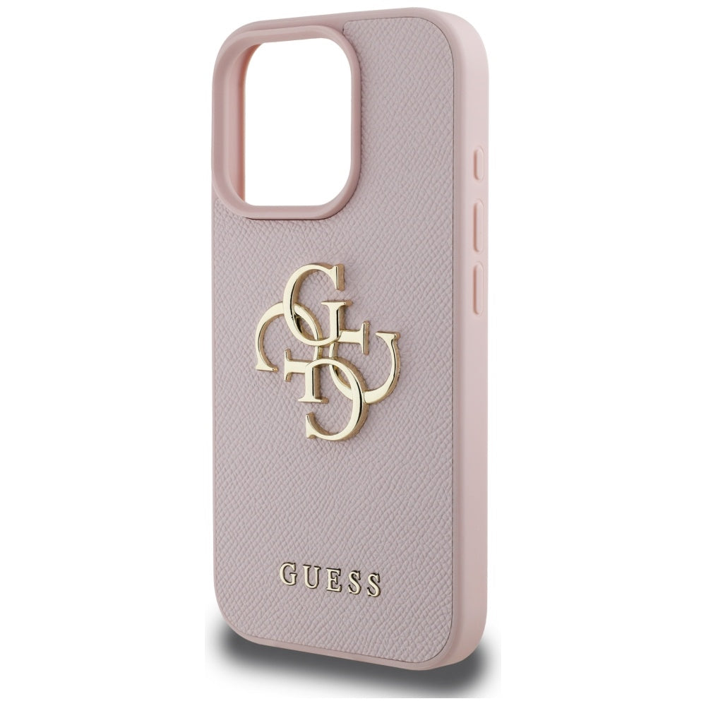 Etui til Apple iPhone 16 Pro, Guess, Grained Big 4G Logo Small Classic Logo, Pink