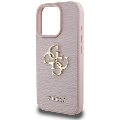 Etui til Apple iPhone 16 Pro, Guess, Grained Big 4G Logo Small Classic Logo, Pink
