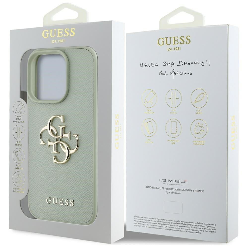 Etui til Apple iPhone 16 Pro, Guess, Grained Big 4G Logo Small Classic Logo, Grøn