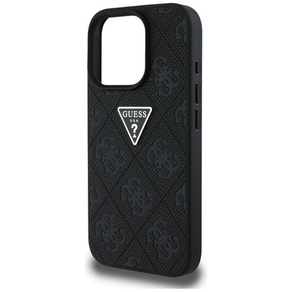 Etui til Apple iPhone 16 Pro, Guess, Hot Stamp 4G Pattern Triangle Logo, Sort
