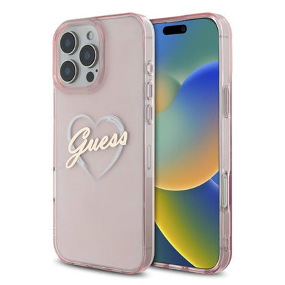 Etui til Apple iPhone 16 Pro, Guess, IML Heart, Pink