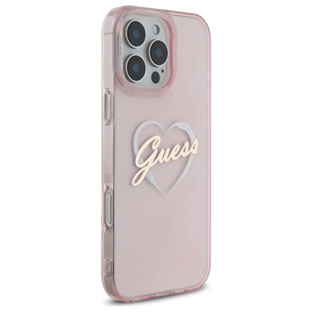Etui til Apple iPhone 16 Pro, Guess, IML Heart, Pink