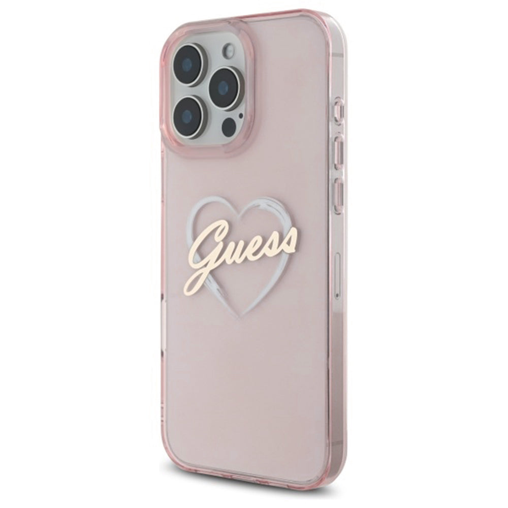 Etui til Apple iPhone 16 Pro, Guess, IML Heart, Pink