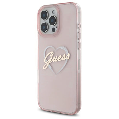 Etui til Apple iPhone 16 Pro, Guess, IML Heart, Pink