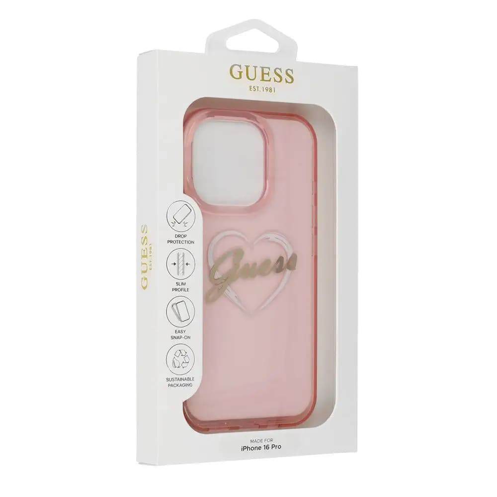 Etui til Apple iPhone 16 Pro, Guess, IML Heart, Pink