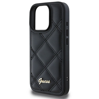 Etui til Apple iPhone 16 Pro, Guess, Quilted Metal Logo, Sort