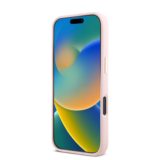 Etui til Apple iPhone 16 Pro, Guess, Script Metal Logo & Ramme, Pink