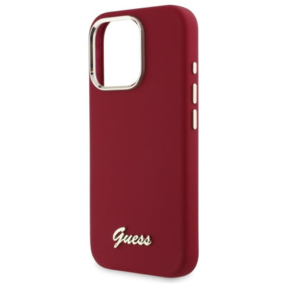 Case for Apple iPhone 16 Pro, Guess, Script Metal Logo, Pink