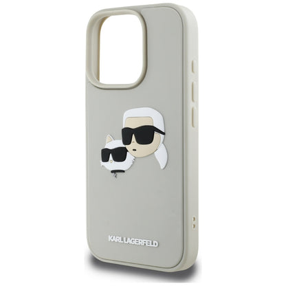 Etui til Apple iPhone 16 Pro, Karl Lagerfeld, 3D Rubber Karl & Choupette, Beige