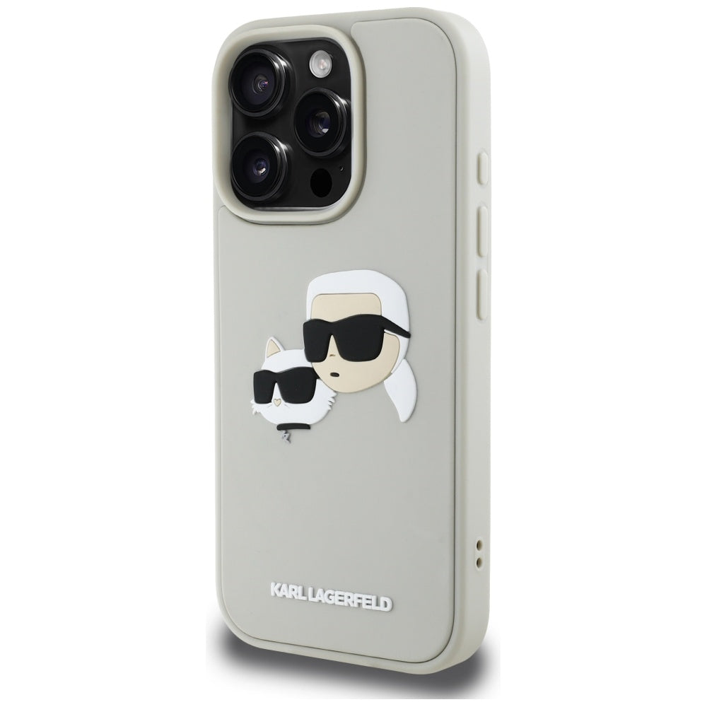 Etui til Apple iPhone 16 Pro, Karl Lagerfeld, 3D Rubber Karl & Choupette, Beige