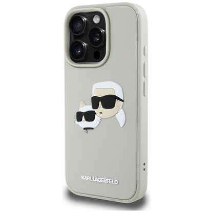Etui til Apple iPhone 16 Pro, Karl Lagerfeld, 3D Rubber Karl & Choupette, Beige
