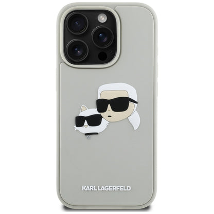 Etui til Apple iPhone 16 Pro, Karl Lagerfeld, 3D Rubber Karl & Choupette, Beige