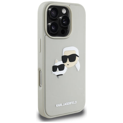 Etui til Apple iPhone 16 Pro, Karl Lagerfeld, 3D Rubber Karl & Choupette, Beige