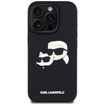 Etui til Apple iPhone 16 Pro, Karl Lagerfeld, 3D Rubber Karl & Choupette, Sort