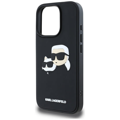 Etui til Apple iPhone 16 Pro, Karl Lagerfeld, 3D Rubber Karl & Choupette, Sort