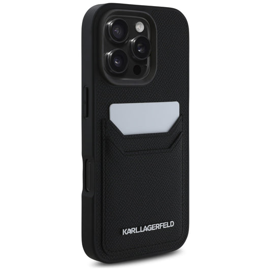Etui til Apple iPhone 16 Pro, Karl Lagerfeld, Grained Cardslots, Sort