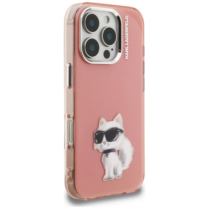 Etui til Apple iPhone 16 Pro, Karl Lagerfeld, IML Aquarelle Logo Choupette, Pink