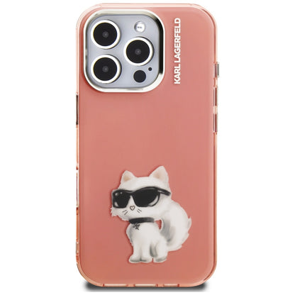 Etui til Apple iPhone 16 Pro, Karl Lagerfeld, IML Aquarelle Logo Choupette, Pink