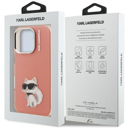 Etui til Apple iPhone 16 Pro, Karl Lagerfeld, IML Aquarelle Logo Choupette, Pink