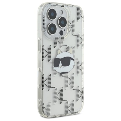 Etui til Apple iPhone 16 Pro, Karl Lagerfeld, IML Luxury Electroplated Choupette's Head, Gennemsigtig