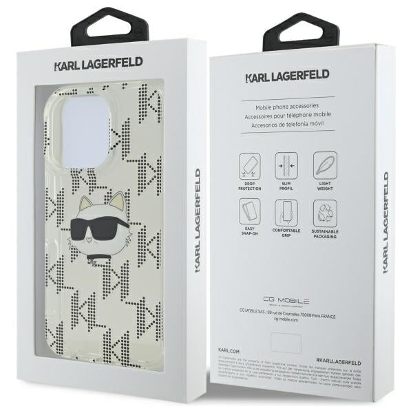 Etui til Apple iPhone 16 Pro, Karl Lagerfeld, IML Luxury Electroplated Choupette's Head, Gennemsigtig