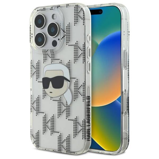 Cover til Apple iPhone 16 Pro, Karl Lagerfeld, IML Luxury Electroplated Karl's Head, Gennemsigtig