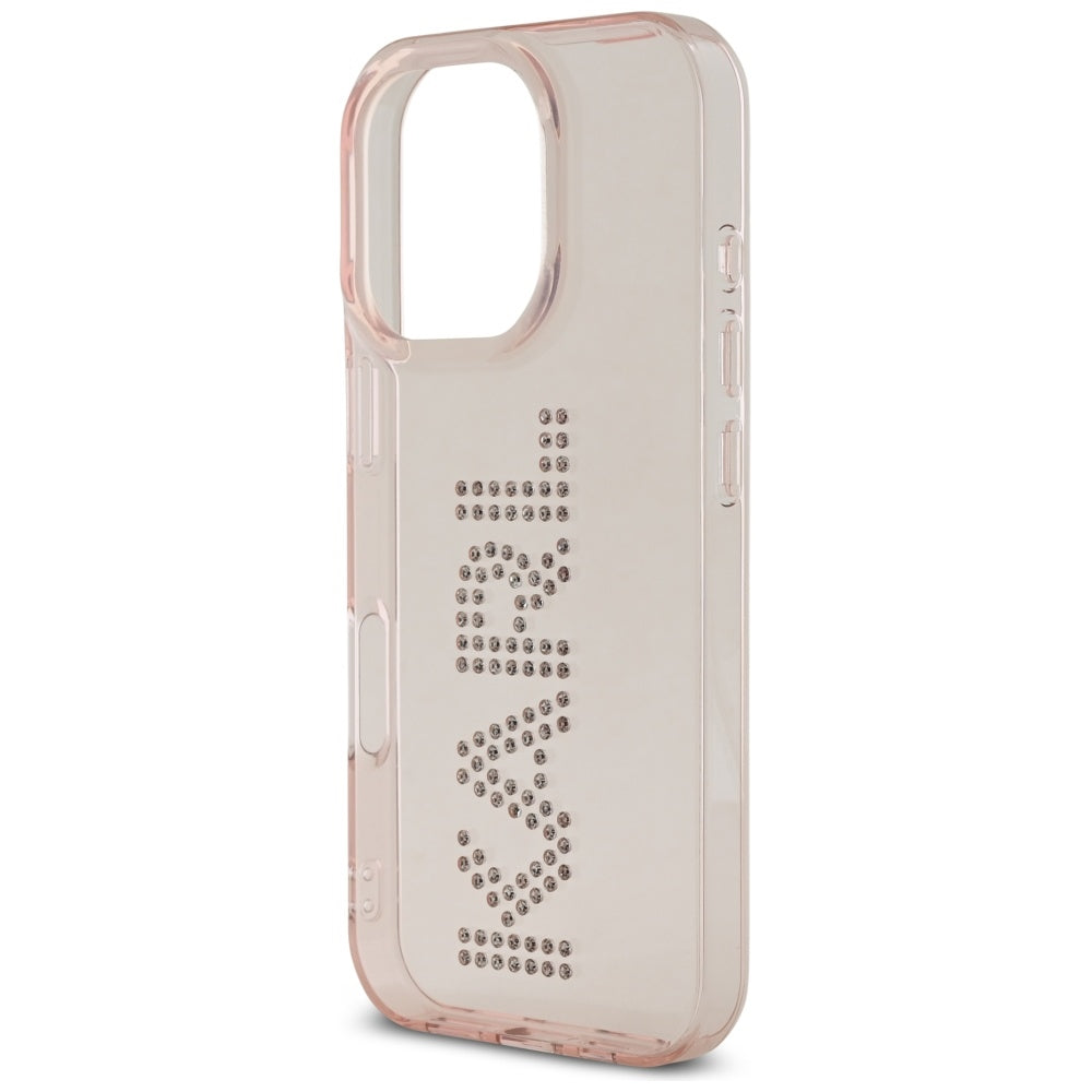 Etui til Apple iPhone 16 Pro, Karl Lagerfeld, IML Rhinestones Pink Logo, Pink