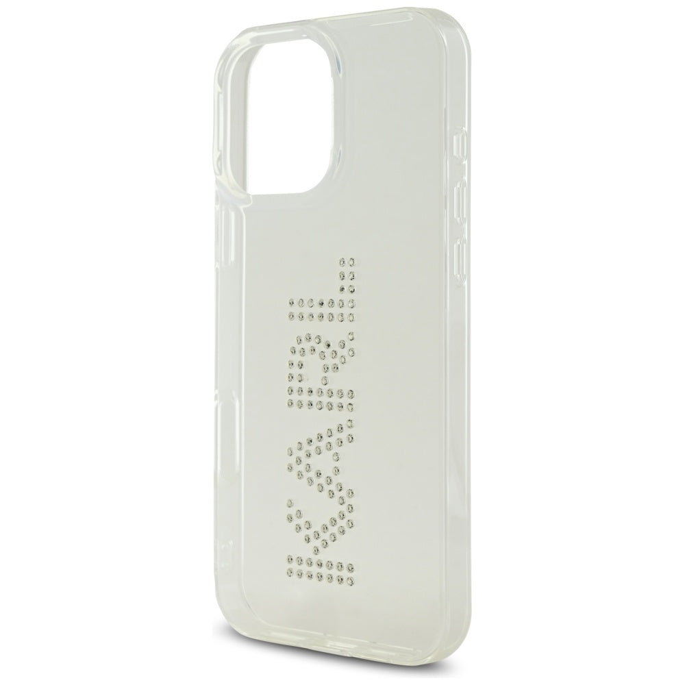 Etui til Apple iPhone 16 Pro, Karl Lagerfeld, IML Rhinestones Transparent Logo, Gennemsigtig