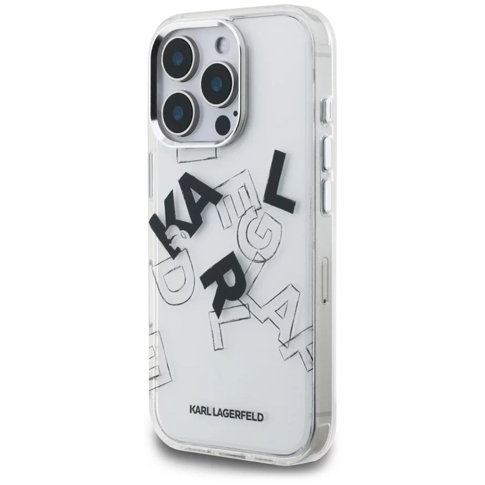 Etui til Apple iPhone 16 Pro, Karl Lagerfeld, IML Sketched Graphic Logo, Gennemsigtig
