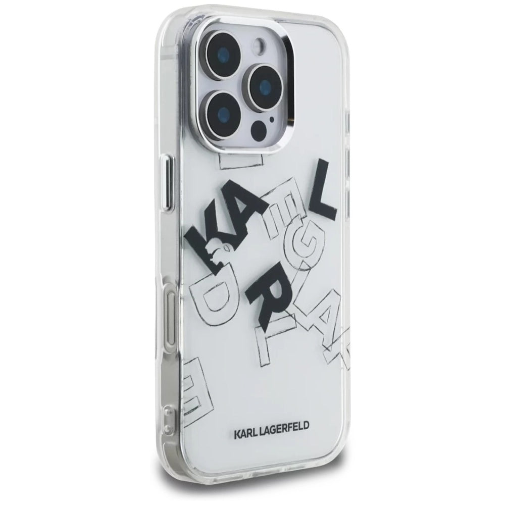 Etui til Apple iPhone 16 Pro, Karl Lagerfeld, IML Sketched Graphic Logo, Gennemsigtig