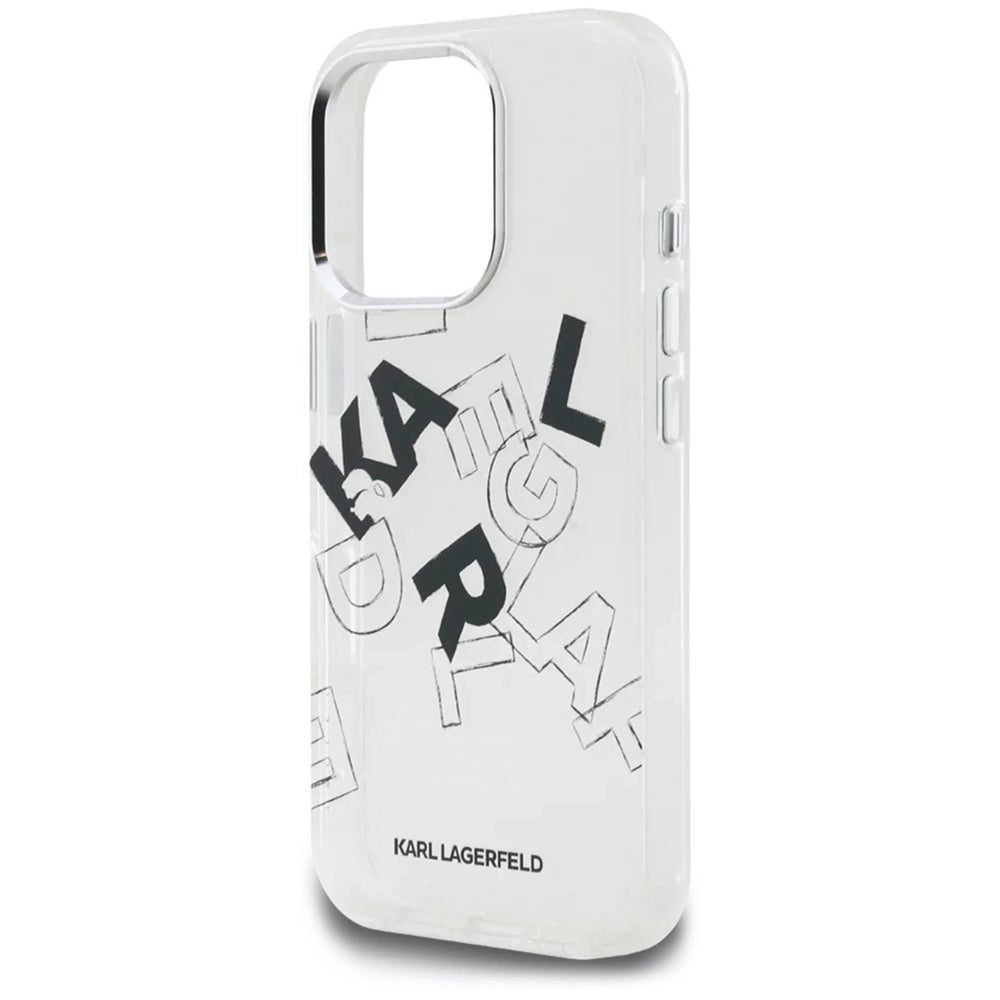 Etui til Apple iPhone 16 Pro, Karl Lagerfeld, IML Sketched Graphic Logo, Gennemsigtig